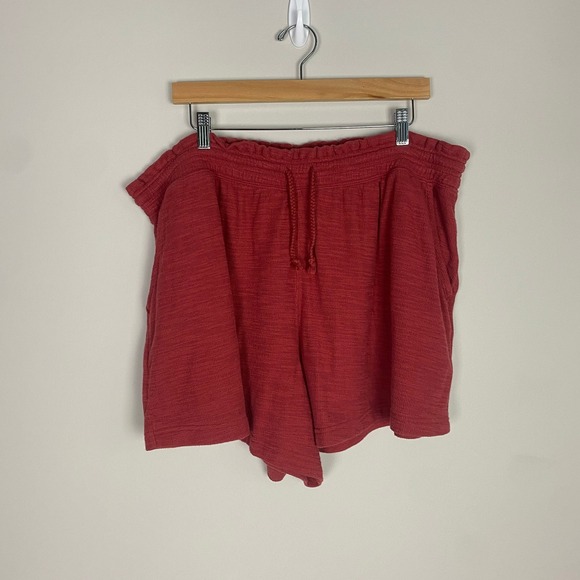 aerie Pants - Aerie Endless Summer Shorts Lounge Women XXL Red Waffle Knit Drawstring Casual
